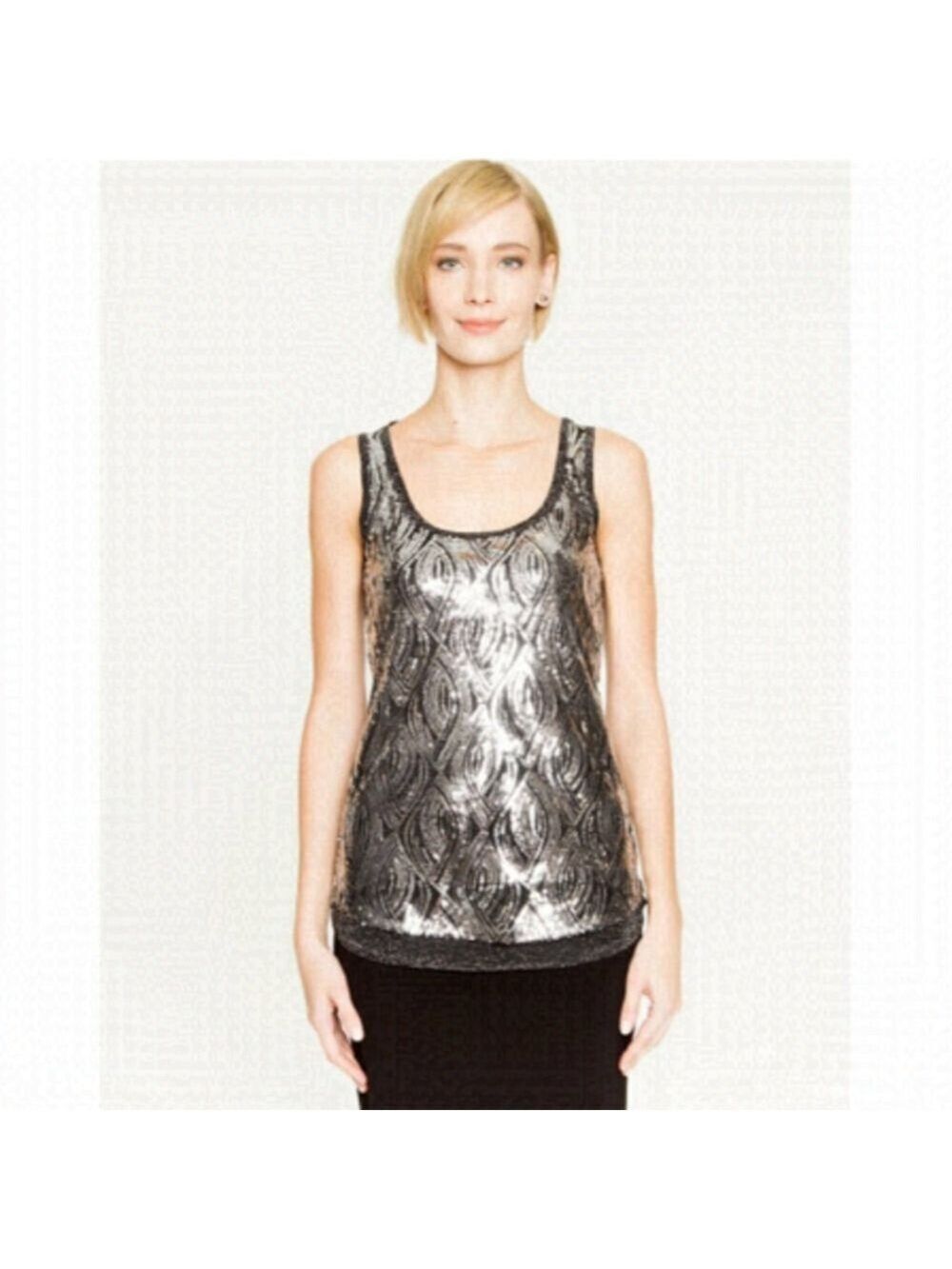 Le Chateau Sequin Scoop Neck Top Size L